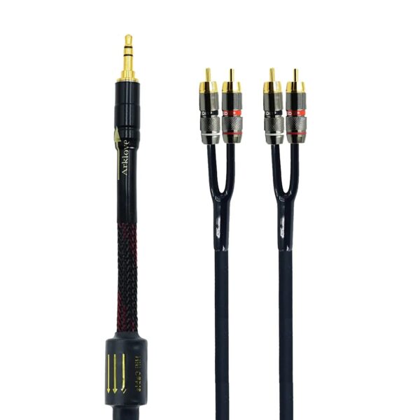 Cabo de Áudio Jack 3.5mm para 4 RCA Blindado para Colunas e Amplificador - Preto