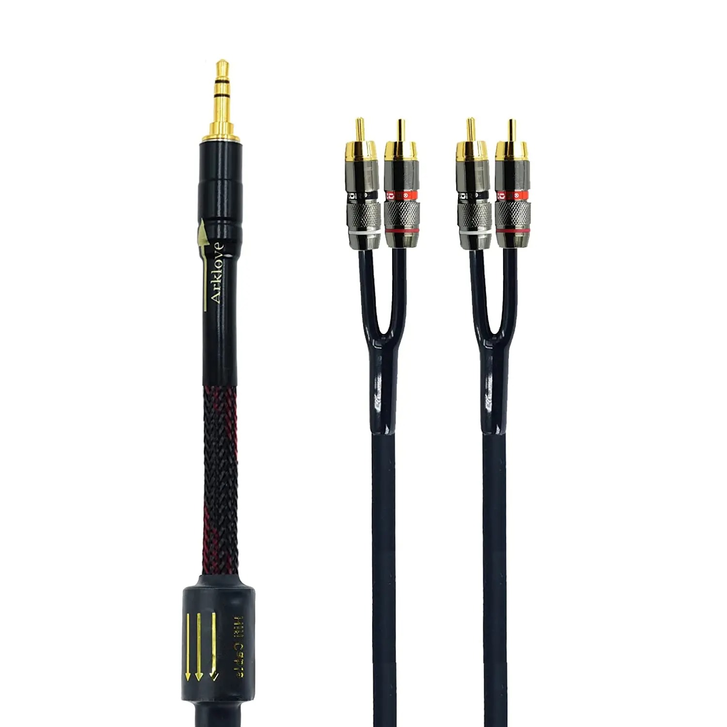 Cabo de Áudio Jack 3.5mm para 4 RCA Blindado para Colunas e Amplificador - Preto