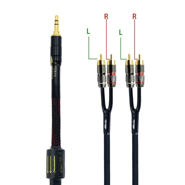 Cabo de Áudio Jack 3.5mm para 4 RCA Blindado para Colunas e Amplificador - Preto