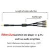 Cabo de Áudio Jack 3.5mm para 4 RCA Blindado para Colunas e Amplificador - Preto