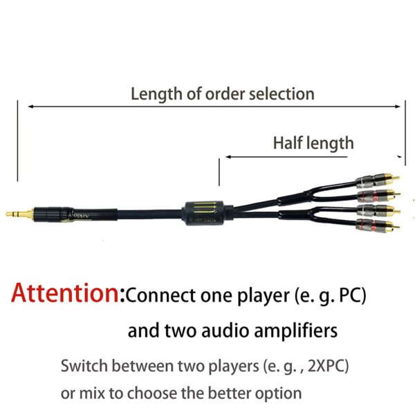 Cabo de Áudio Jack 3.5mm para 4 RCA Blindado para Colunas e Amplificador - Preto