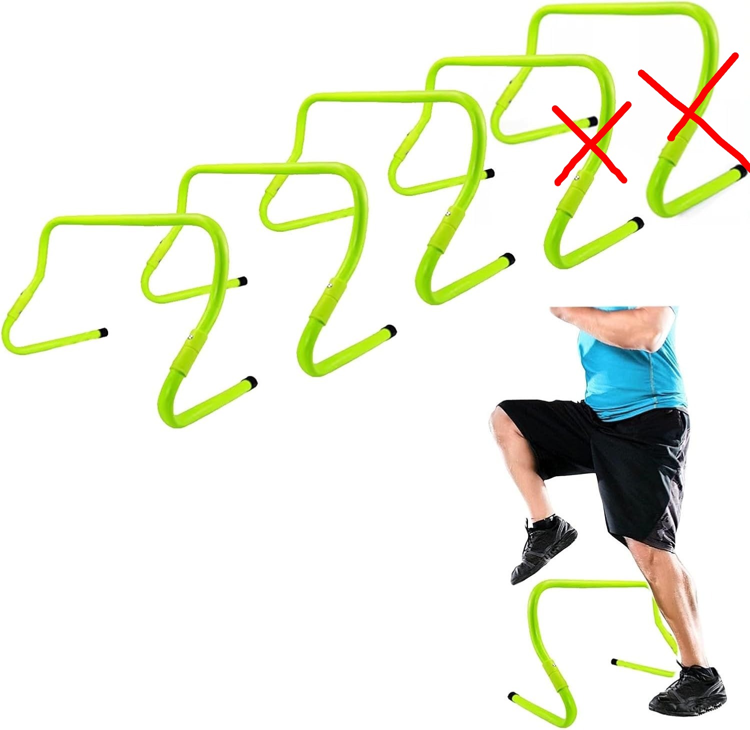 3 Barreiras de Treino Ajustáveis 21-30 cm de Altura Dobráveis - Verde