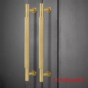 (5 Uni.) Puxador para Móveis Diana's-Hardware Recartilhado em Latão de Luxo - Dourado