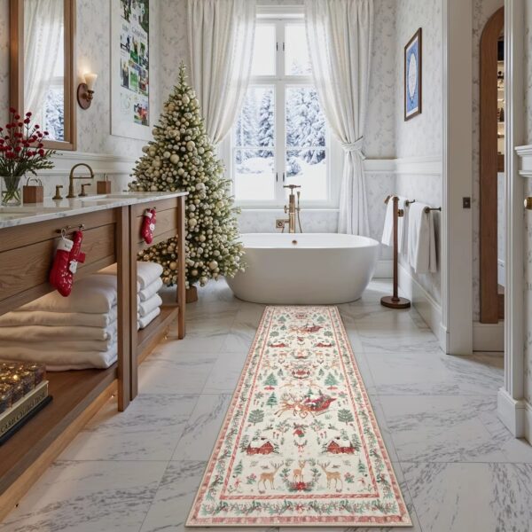 (150x60cm) Tapete de Corredor Antiderrapante e Resistente a Manchas VIKAMA Boémio de Natal