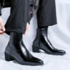 (45) Botas Chelsea Homem em Couro Sintético Estilo Britânico - Preto