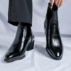 (45) Botas Chelsea Homem em Couro Sintético Estilo Britânico - Preto