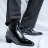 (45) Botas Chelsea Homem em Couro Sintético Estilo Britânico - Preto