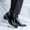 (45) Botas Chelsea Homem em Couro Sintético Estilo Britânico - Preto