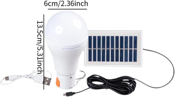 (2 Uni) Candeeiro de Campismo Solar e USB LED 7W com 3 Modos Fenteer Branco