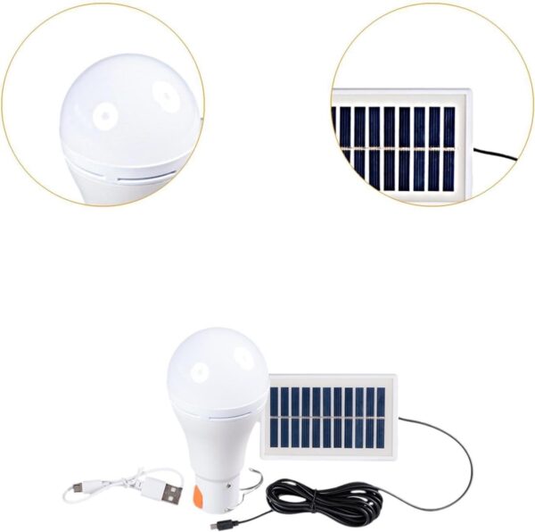 (2 Uni) Candeeiro de Campismo Solar e USB LED 7W com 3 Modos Fenteer Branco