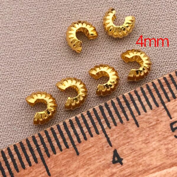 (x30) Terminal de Extremidade Crescente Banho Ouro 18K para Joias 4mm - Dourado