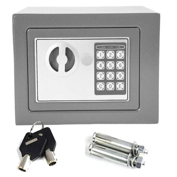 (4.6L) Cofre Eletrónico Tresor Mini de Parede em Aço com 2 Chaves - Cinzento