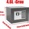 (4.6L) Cofre Eletrónico Tresor Mini de Parede em Aço com 2 Chaves - Cinzento