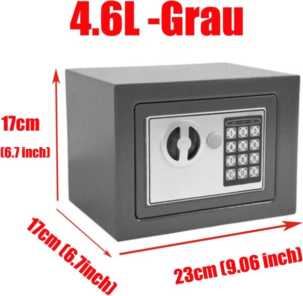 (4.6L) Cofre Eletrónico Tresor Mini de Parede em Aço com 2 Chaves - Cinzento