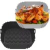 Cesto de Silicone para Air Fryer Quadrado Reutilizável Antiaderente 19cm - Preto