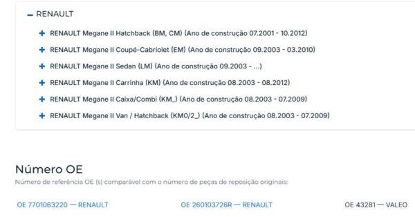 Farol Direito RENAULT Megane II Valeo 43281 FL 01/2006 > 04/2009 Halógeno