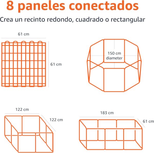 Parque Metálico Dobrável para Cães Amazon Basics 8 Paineis x 61 cm Preto