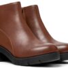 (37) Botins Camper Wanda K400228 Salto Quadrado em Pele - Castanho