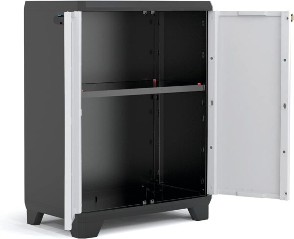 Armário Baixo Plástico Keter Linear com Puxadores Azuis 90 X 68 X 39 cm