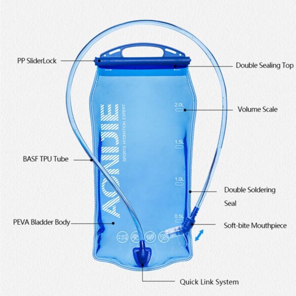 (2 L) Bolsa de Hidratação Portátil AONIJIE para Corrida Ciclismo e Caminhada (PEVA)