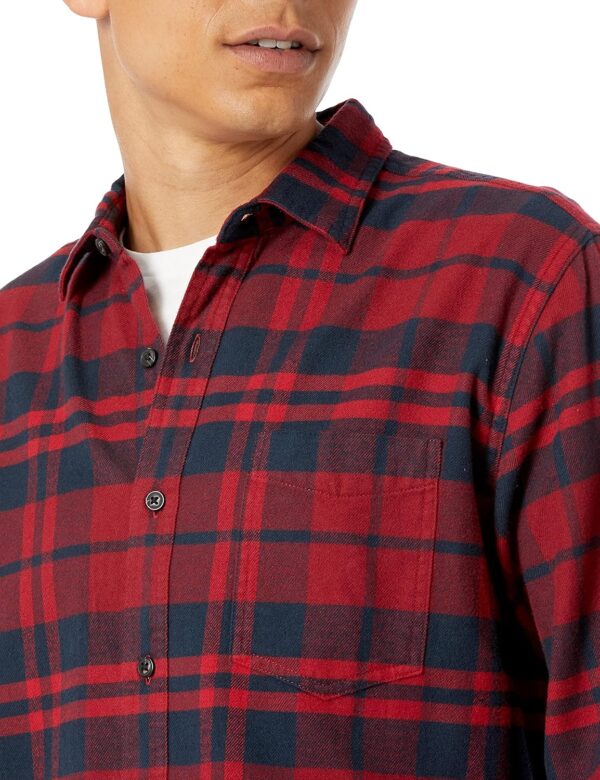 (XL) Camisa de Flanela Amazon Essentials Homem Manga Comprida Tamanho Xadrez Escocês Vermelho