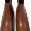 (37) Botins Camper Wanda K400228 Salto Quadrado em Pele - Castanho
