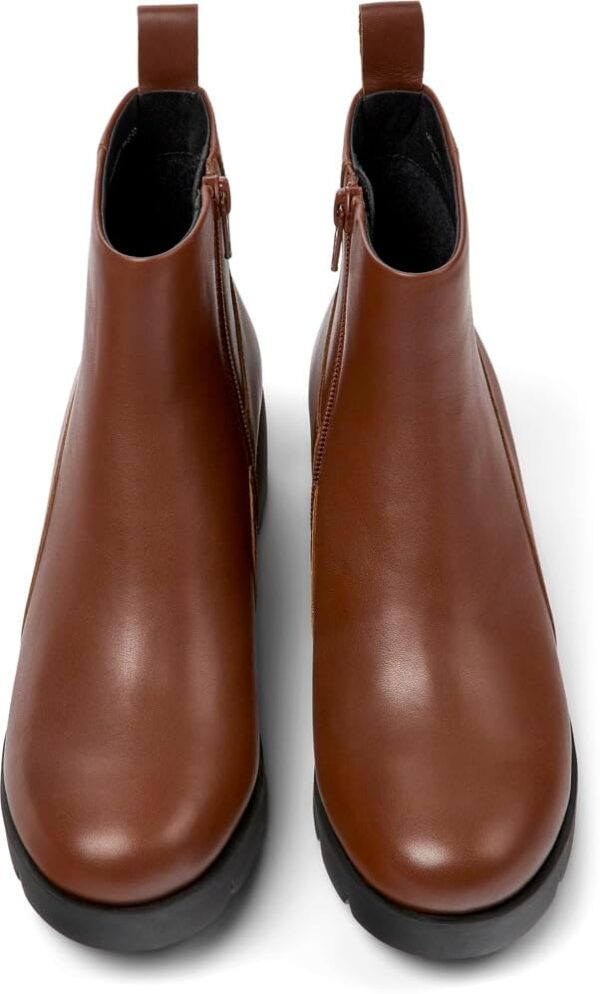 (37) Botins Camper Wanda K400228 Salto Quadrado em Pele - Castanho