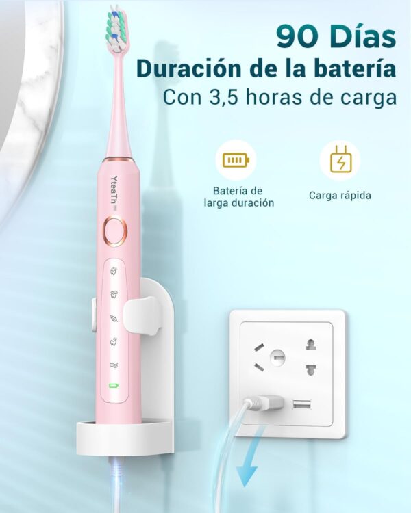 Escova de Dentes Elétrica com 8 Cabeças e Estojo IPX7 Rosa