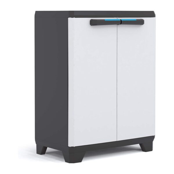 Armário Baixo Plástico Keter Linear com Puxadores Azuis 90 X 68 X 39 cm