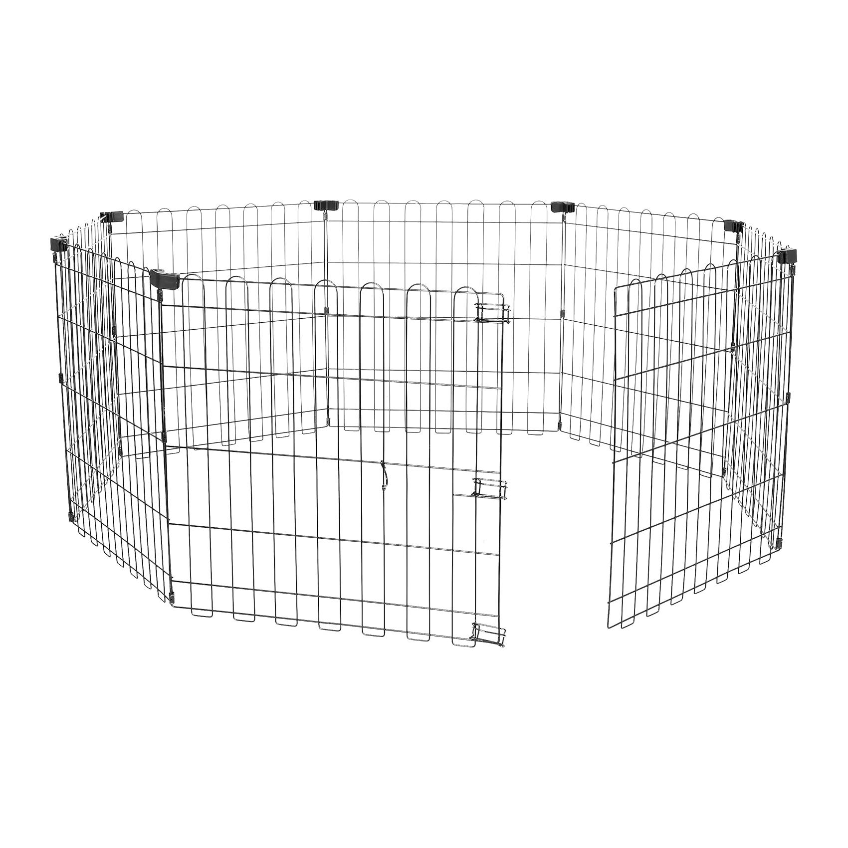 Parque Metálico Dobrável para Cães Amazon Basics 8 Paineis x 61 cm Preto