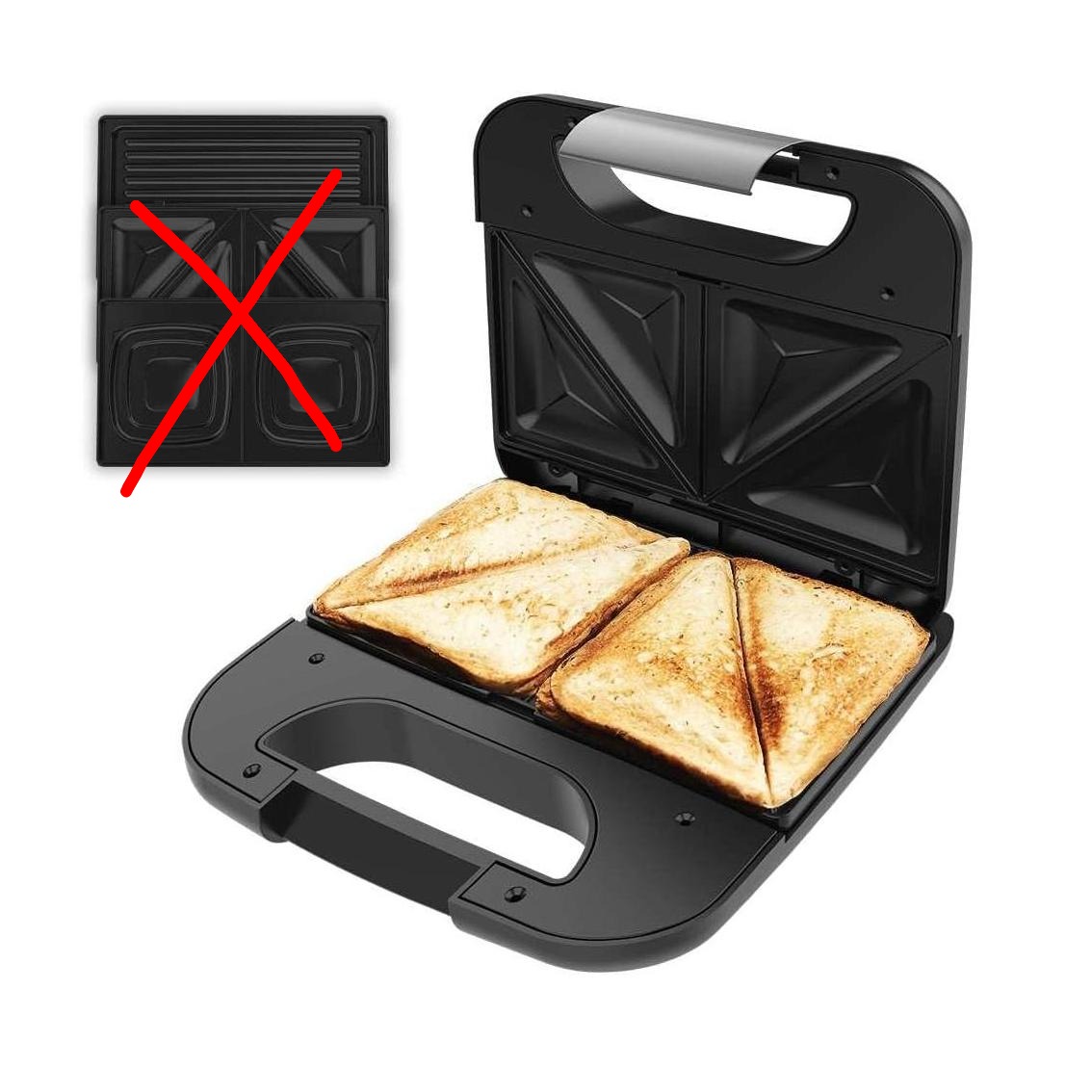 Sanduicheira Cecotec Rock’nToast Combo 800 W 2 Sanduíches Inoxidável Placas Antiaderentes