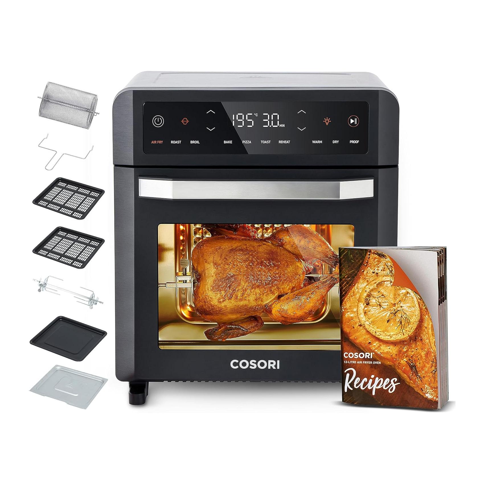 Fritadeira de Ar Cosori 12 L com 11 Funções Air Fryer 1800 W Resistência Dupla Acessórios LED