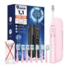 Escova de Dentes Elétrica com 8 Cabeças e Estojo IPX7 Rosa