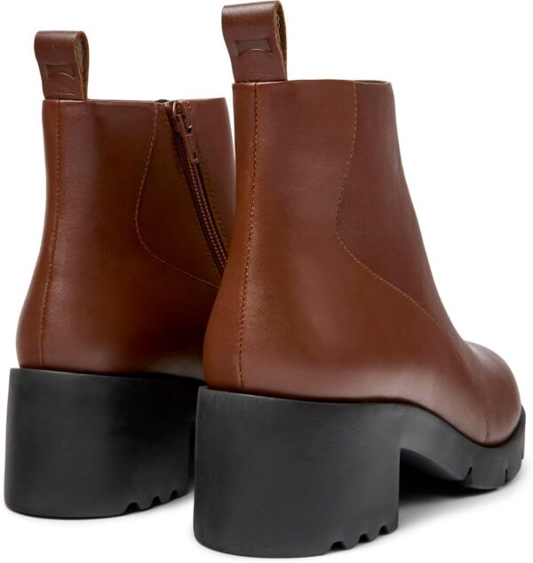 (37) Botins Camper Wanda K400228 Salto Quadrado em Pele - Castanho