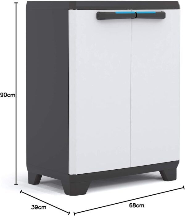 Armário Baixo Plástico Keter Linear com Puxadores Azuis 90 X 68 X 39 cm
