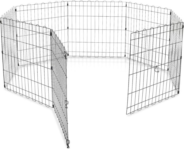 Parque Metálico Dobrável para Cães Amazon Basics 8 Paineis x 61 cm Preto