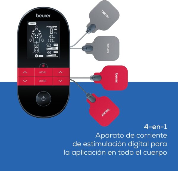 Eletroestimulador Digital Beurer EM 59 Heat TENS/EMS com Função Calor - Preto/Vermelho