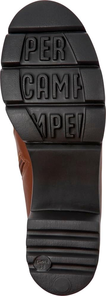 (37) Botins Camper Wanda K400228 Salto Quadrado em Pele - Castanho
