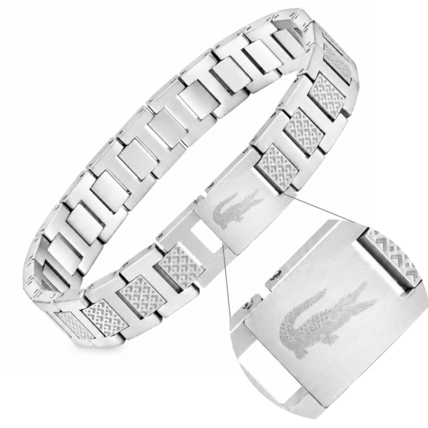 Pulseira em Aço Inoxidável com Detalhe Crocodilo e Estilo Desportivo Icónico 12mm x 21,5 cm