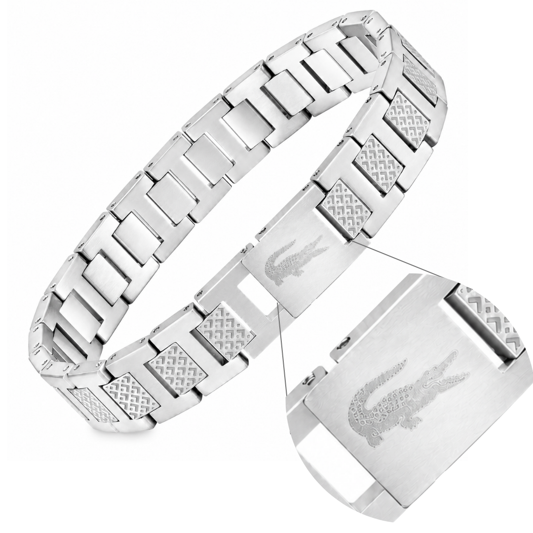 Pulseira em Aço Inoxidável com Detalhe Crocodilo e Estilo Desportivo Icónico 12mm x 21,5 cm