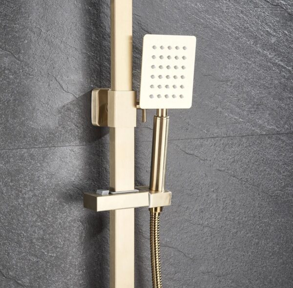 Conjunto de Duche 3 em 1 Dourado Escovado 1156 Rainfall Exposed
