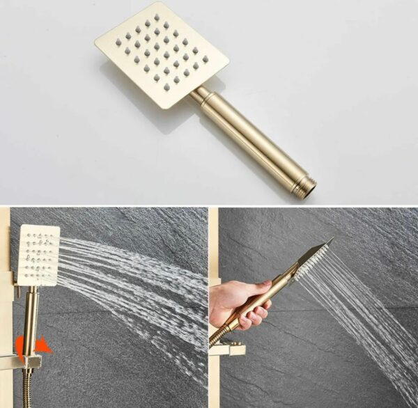 Conjunto de Duche 3 em 1 Dourado Escovado 1156 Rainfall Exposed