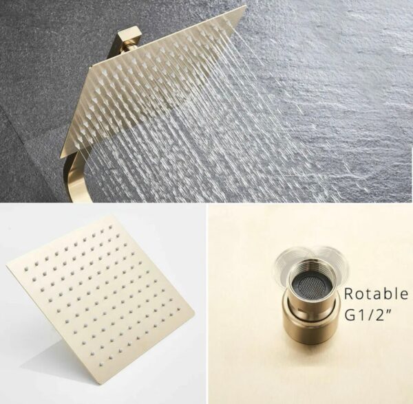 Conjunto de Duche 3 em 1 Dourado Escovado 1156 Rainfall Exposed