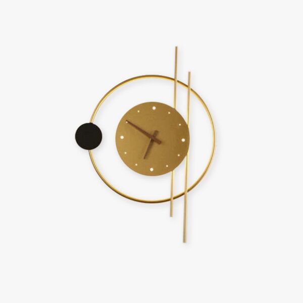 Aplique de Parede com Relógio Nielsen LED Interior em Metal e Acrílico - Preto e Dourado