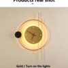 Aplique de Parede com Relógio Nielsen LED Interior em Metal e Acrílico - Preto e Dourado