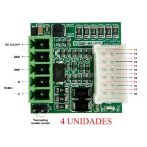 (4 Uni.) Módulo de Automação IO RS485 KinCony KC868-HAv2 6 Entradas/Saídas ESPHome - Preto