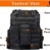 Colete Tático Ajustável Airsoft Tecido Oxford Leve com Bolsos Removíveis - Preto