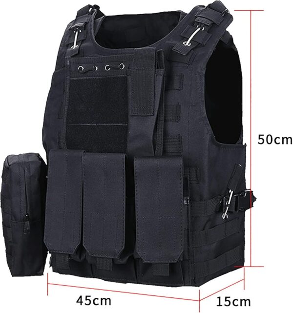 Colete Tático Ajustável Airsoft Tecido Oxford Leve com Bolsos Removíveis - Preto