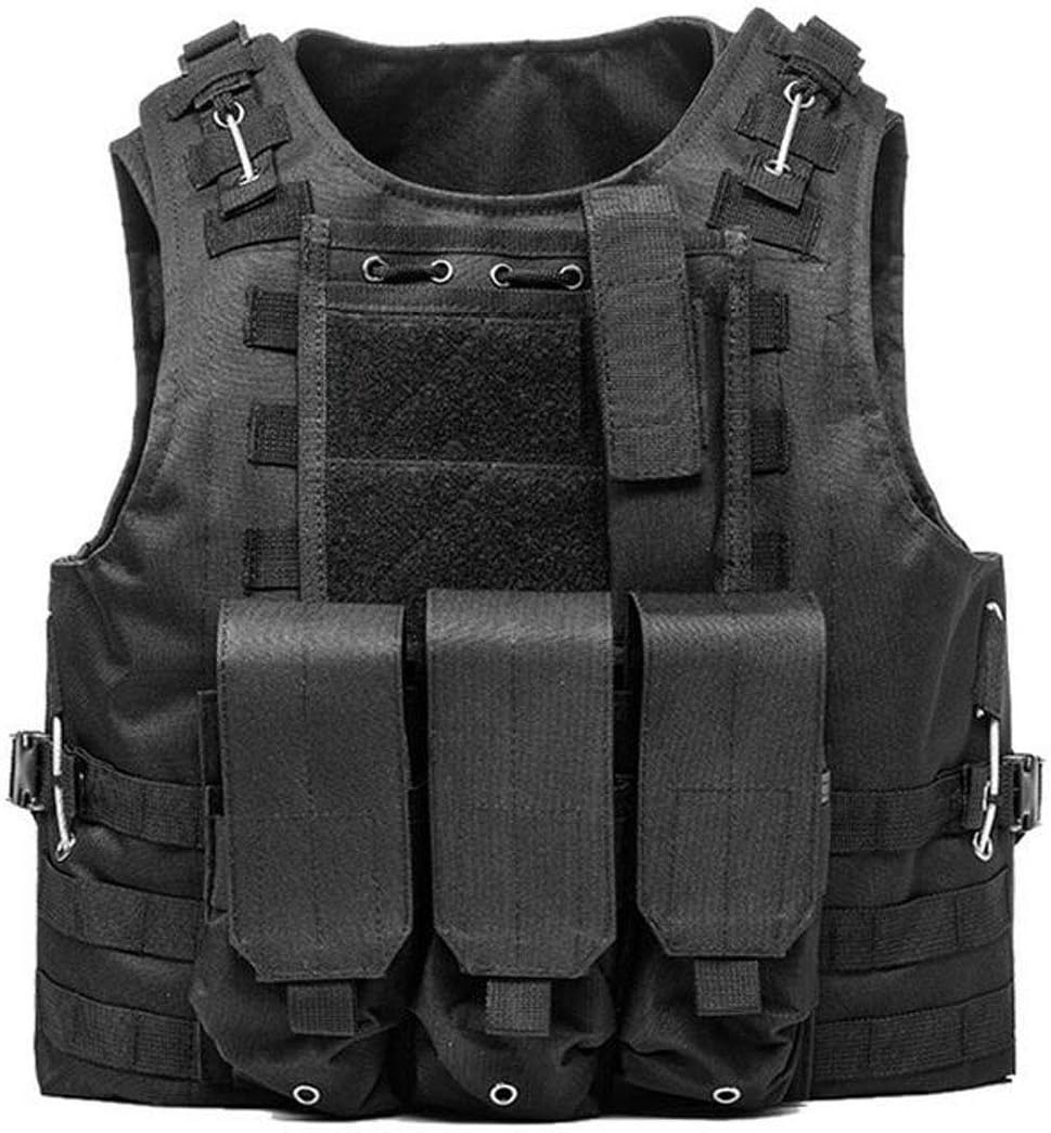 Colete Tático Ajustável Airsoft Tecido Oxford Leve com Bolsos Removíveis - Preto
