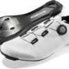 (40) Sapatos de Ciclismo ROCKBROS CR5 Sola de Carbono Compatíveis SPD/Look - Branco